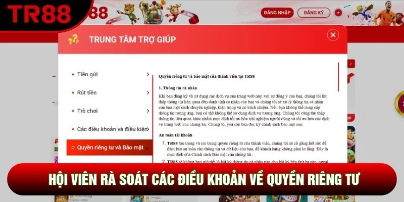 Hội viên rà soát các điều khoản về quyền riêng tư Hội viên rà soát các điều khoản về quyền riêng tư