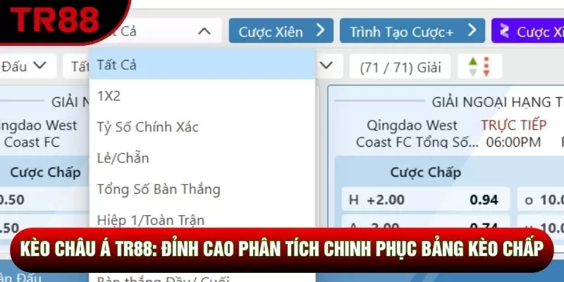 Kèo Châu Á Tr88: Đỉnh Cao Phân Tích Chinh Phục Bảng Kèo Chấp