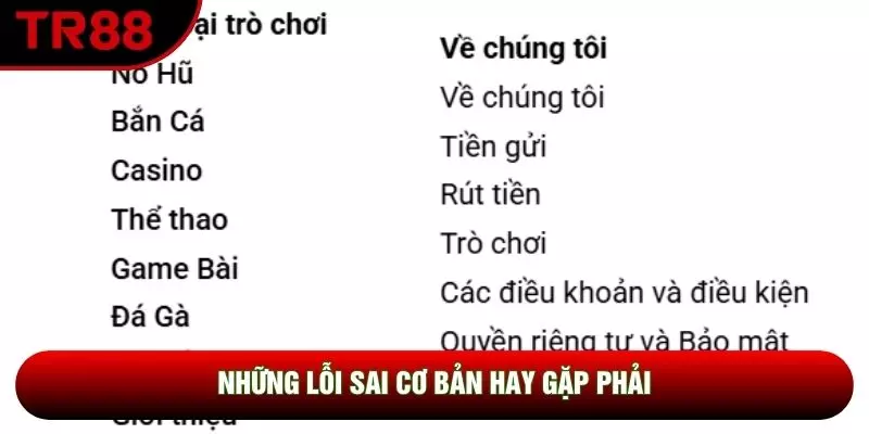 Những lỗi sai cơ bản hay gặp phải Những lỗi sai cơ bản hay gặp phải